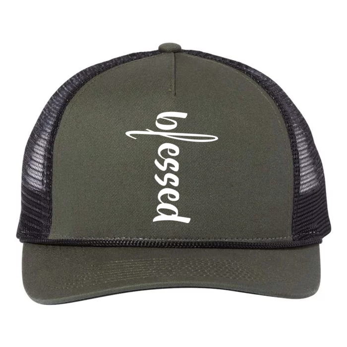 Blessed Cross Retro Rope Trucker Hat Cap