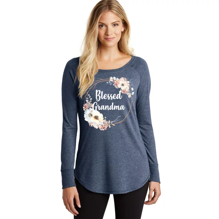 Blessed Grandma Floral Women's Perfect Tri Tunic Long Sleeve Shirt