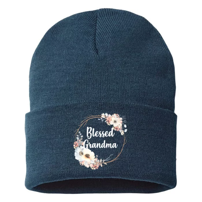 Blessed Grandma Floral Sustainable Knit Beanie