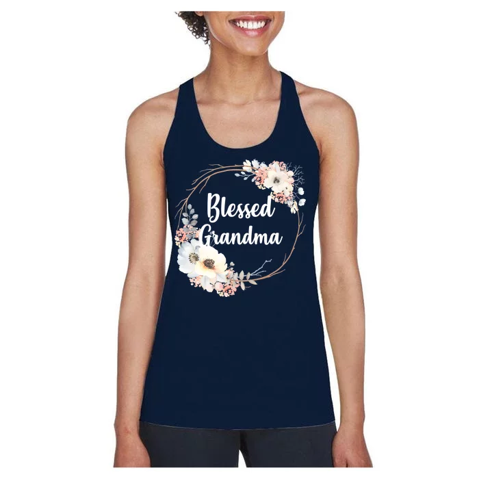 Blessed Grandma Floral Women's Racerback Tank