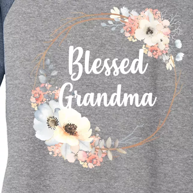 Blessed Grandma Floral Women's Tri-Blend 3/4-Sleeve Raglan Shirt