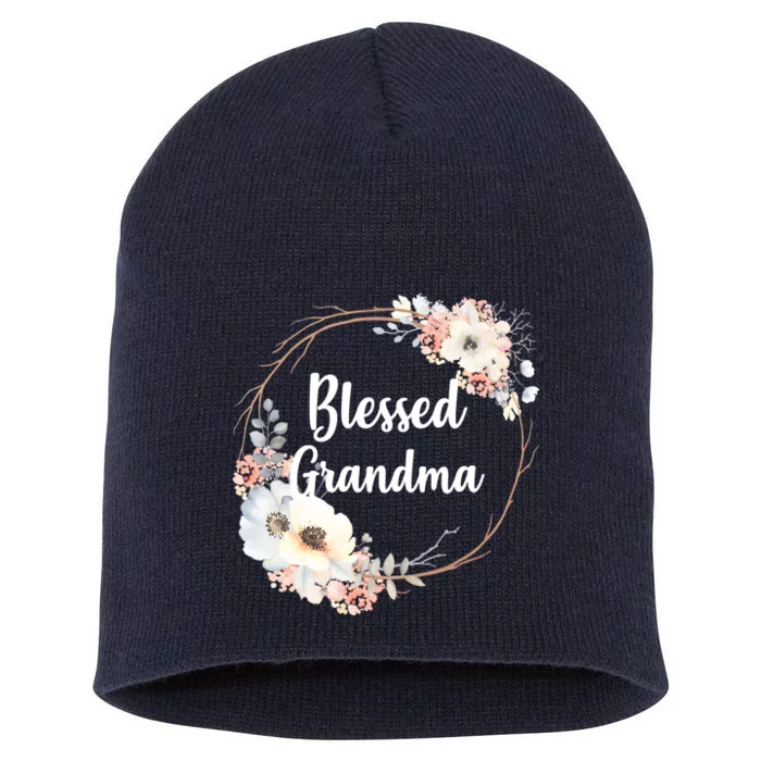 Blessed Grandma Floral Short Acrylic Beanie