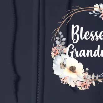 Blessed Grandma Floral Full Zip Hoodie