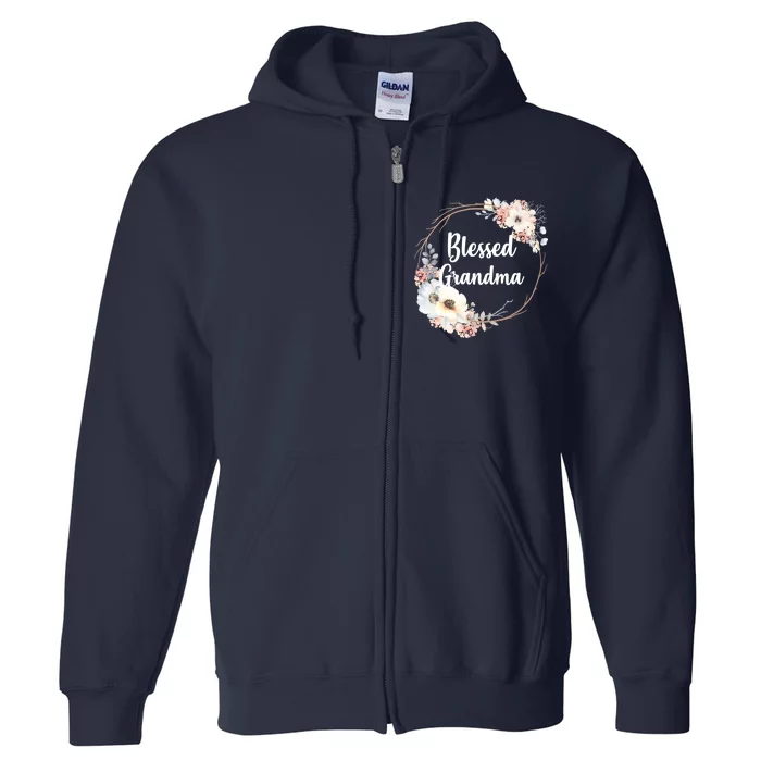 Blessed Grandma Floral Full Zip Hoodie