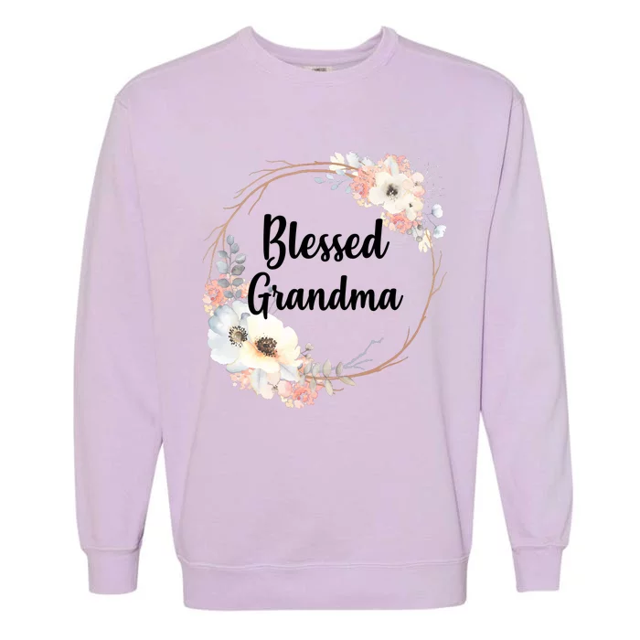 Blessed Grandma Floral Garment-Dyed Sweatshirt