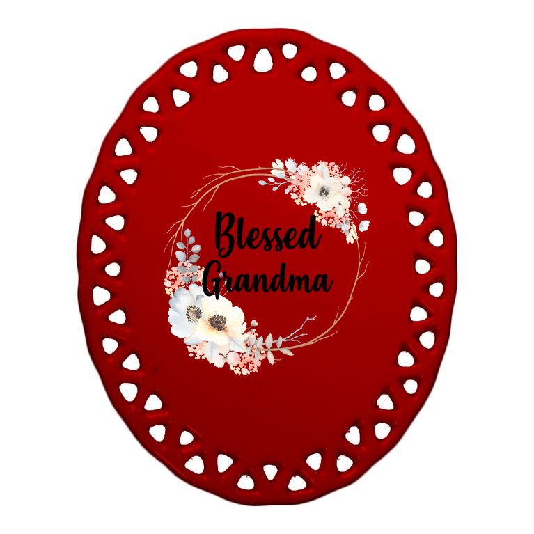 Blessed Grandma Floral Oval Ornament