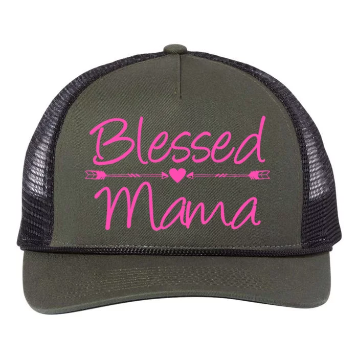 Blessed Mama Heart Arrows Mom Retro Rope Trucker Hat Cap