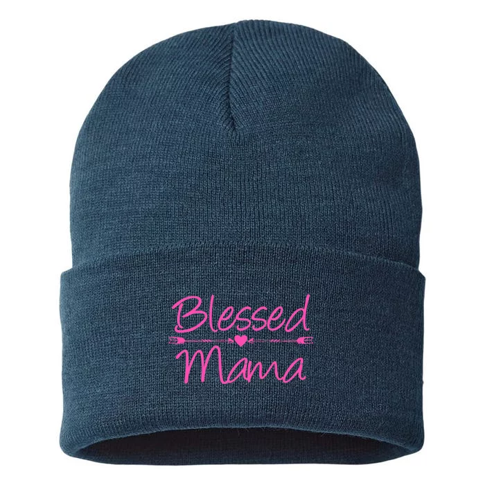 Blessed Mama Heart Arrows Mom Sustainable Knit Beanie