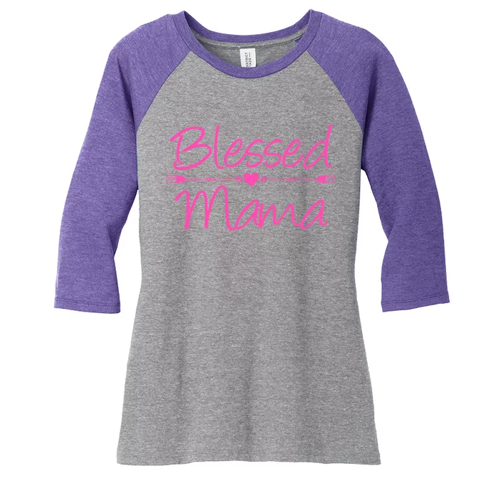 Blessed Mama Heart Arrows Mom Women's Tri-Blend 3/4-Sleeve Raglan Shirt