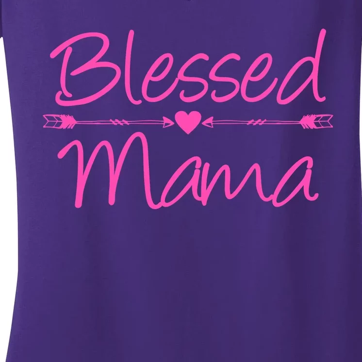 Blessed Mama Heart Arrows Mom Women's V-Neck T-Shirt