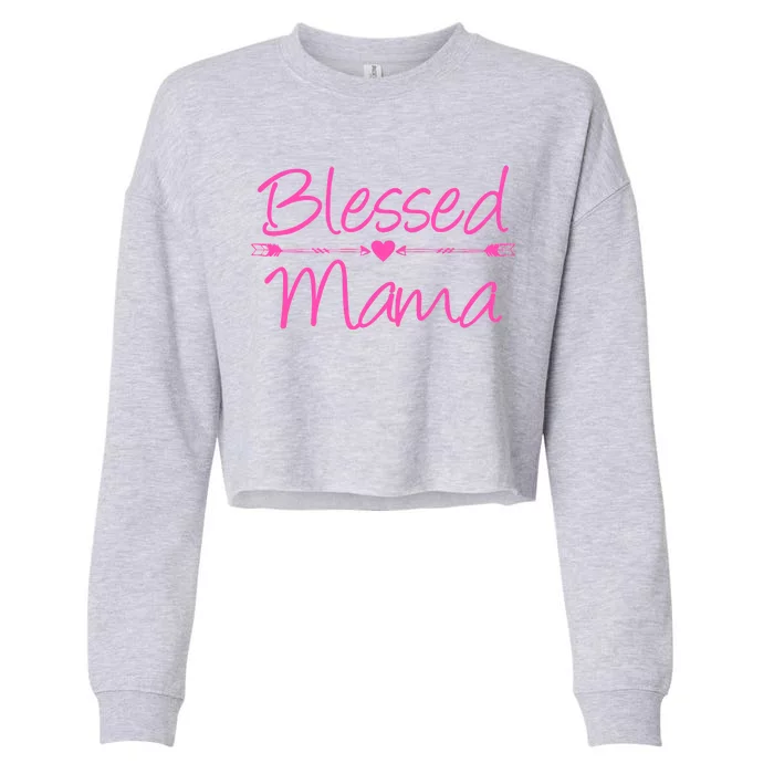 Blessed Mama Heart Arrows Mom Cropped Pullover Crew