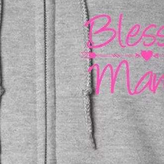 Blessed Mama Heart Arrows Mom Full Zip Hoodie