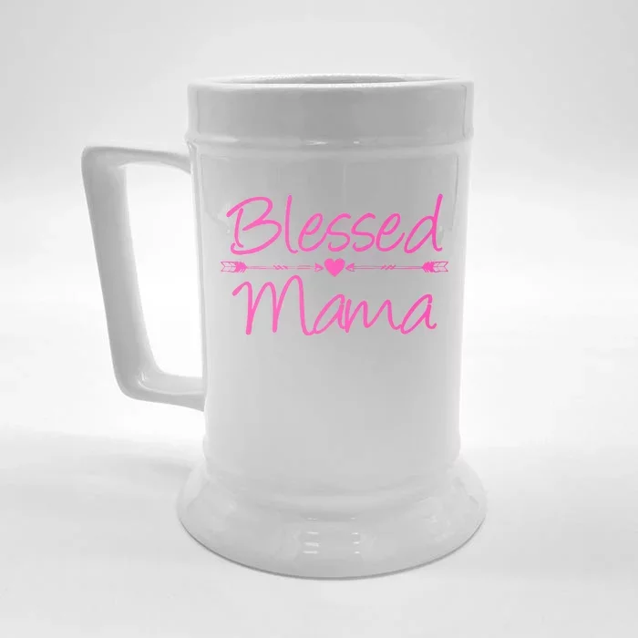 Blessed Mama Heart Arrows Mom Front & Back Beer Stein