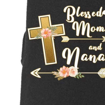 Blessed Mom And Nana Cross Floral Doggie 3-End Fleece Hoodie