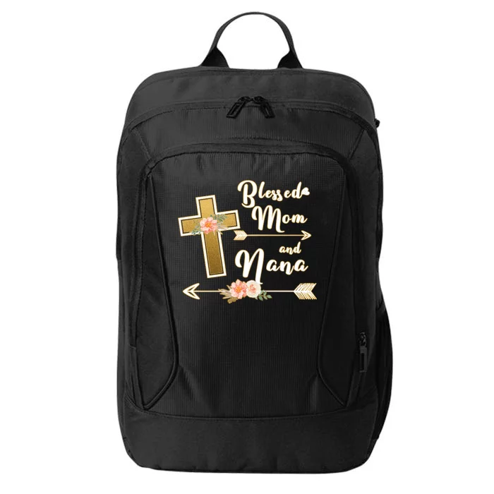 Blessed Mom And Nana Cross Floral City Backpack