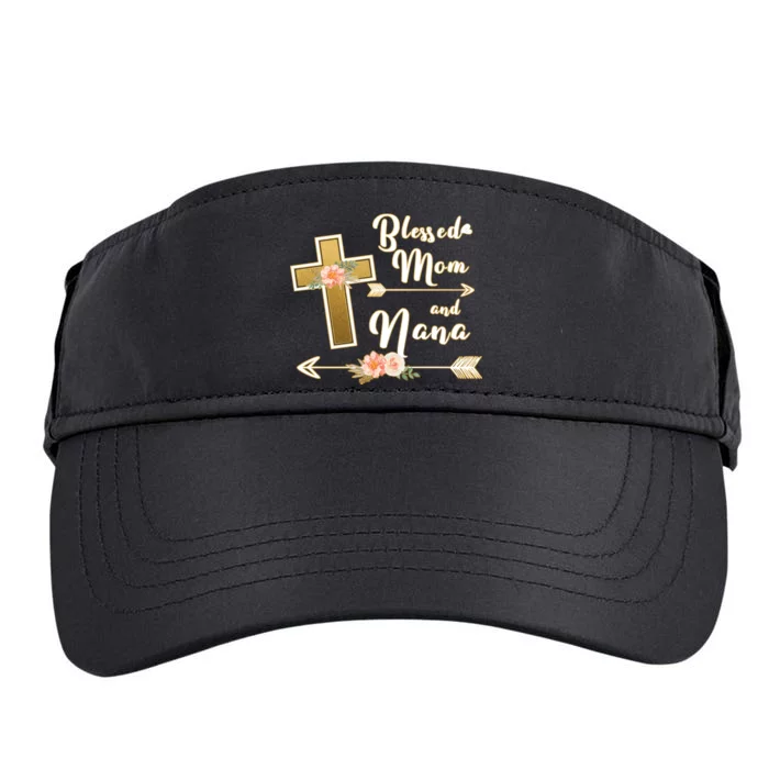 Blessed Mom And Nana Cross Floral Adult Drive Performance Visor