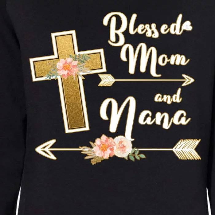 Blessed Mom And Nana Cross Floral Womens California Wash Sweatshirt