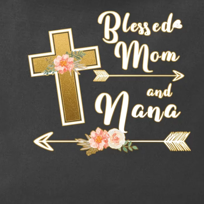 Blessed Mom And Nana Cross Floral Zip Tote Bag