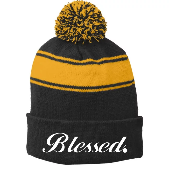 Blessed Signature Stripe Pom Pom Beanie