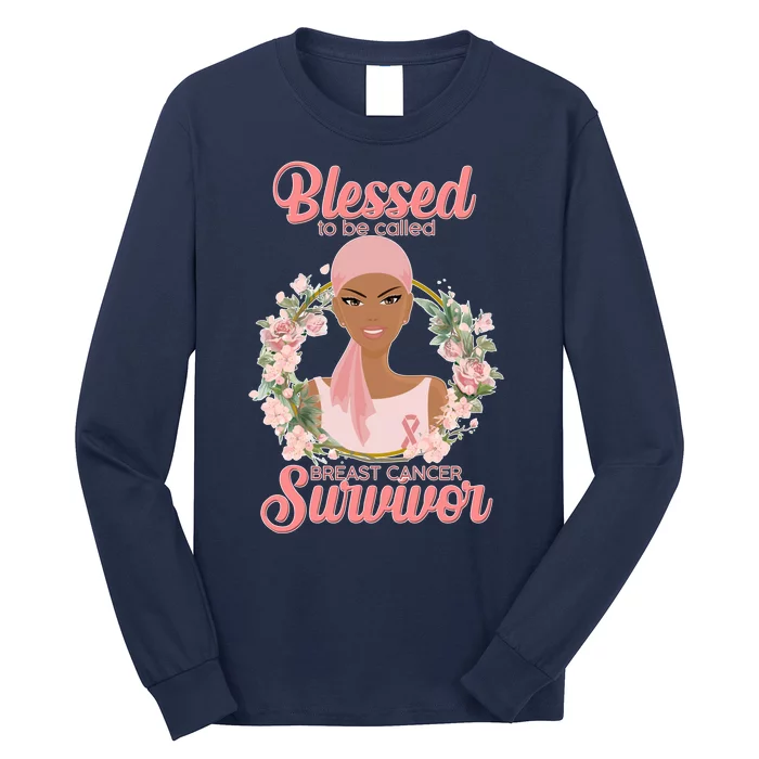 Blessed To Be Call Breast Cancer Survivor Pink Warrior Long Sleeve Shirt