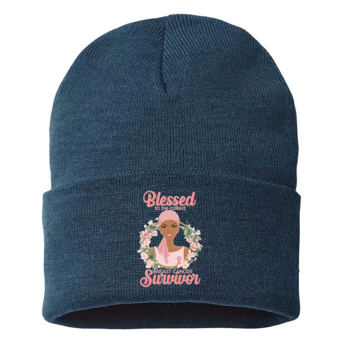 Blessed To Be Call Breast Cancer Survivor Pink Warrior Sustainable Knit Beanie