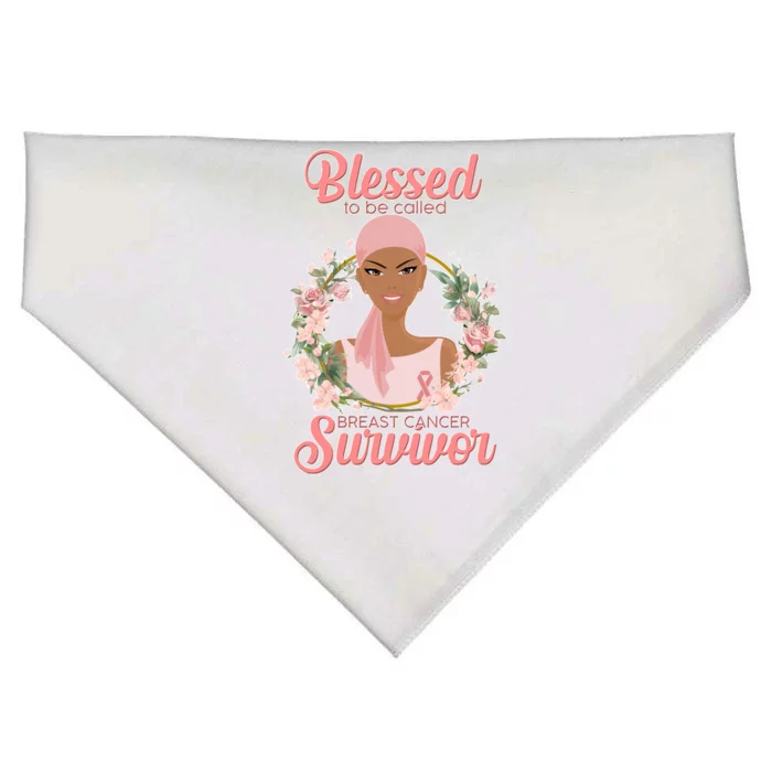 Blessed To Be Call Breast Cancer Survivor Pink Warrior USA-Made Doggie Bandana