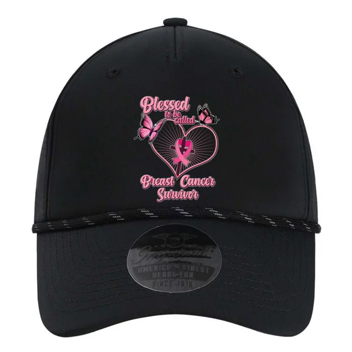 Blessed To Be Called Breast Cancer Survivor Butterflies Ribbon Cross Performance The Dyno Cap