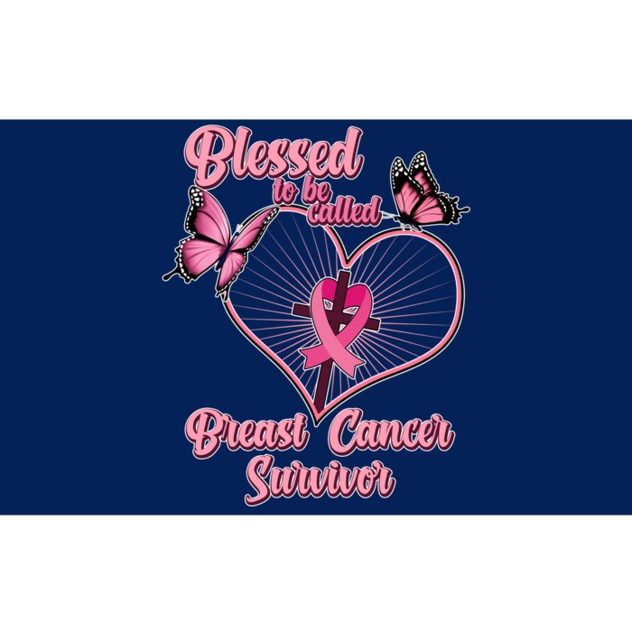 Blessed To Be Called Breast Cancer Survivor Butterflies Ribbon Cross Bumper Sticker