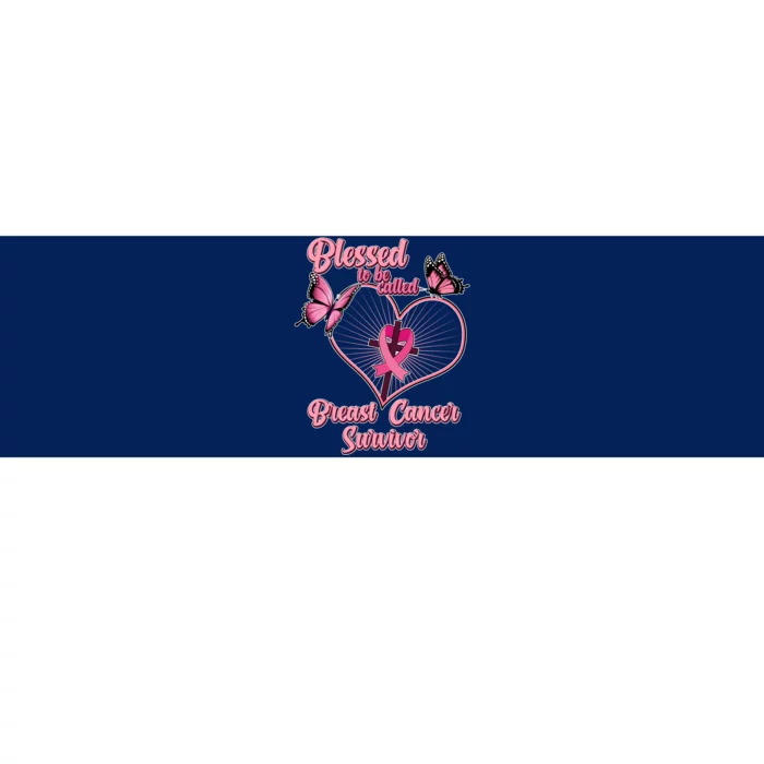 Blessed To Be Called Breast Cancer Survivor Butterflies Ribbon Cross Bumper Sticker