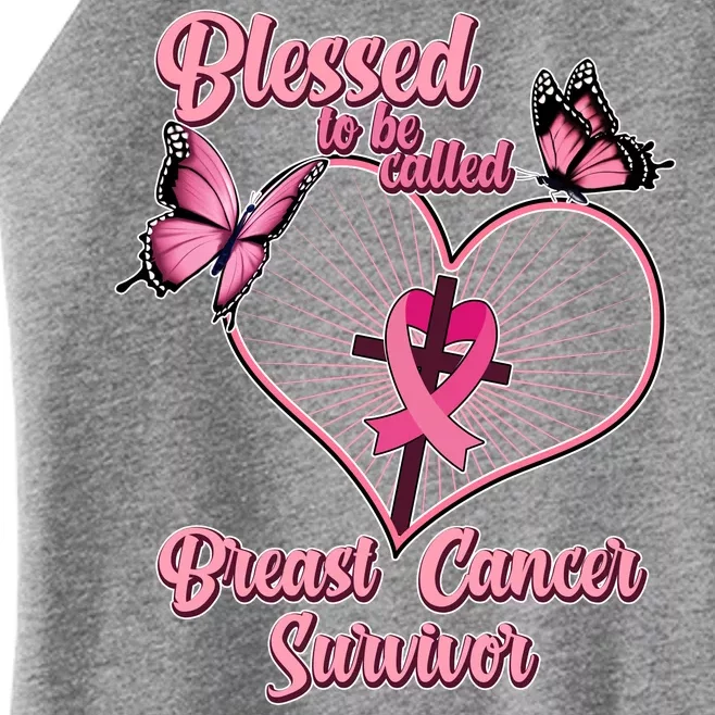 Blessed To Be Called Breast Cancer Survivor Butterflies Ribbon Cross Women’s Perfect Tri Rocker Tank