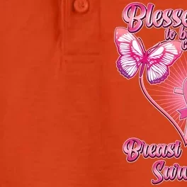 Blessed To Be Called Breast Cancer Survivor Pink Ribbon Cross Dry Zone Grid Performance Polo