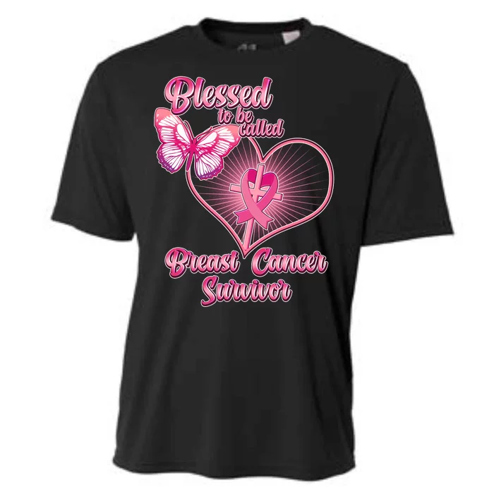 Blessed To Be Called Breast Cancer Survivor Pink Ribbon Cross Cooling Performance Crew T-Shirt