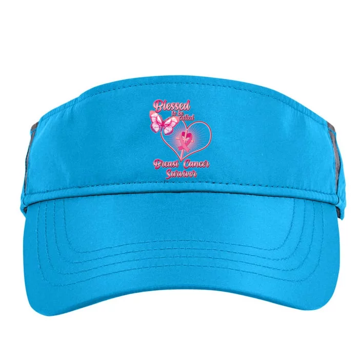 Blessed To Be Called Breast Cancer Survivor Pink Ribbon Cross Adult Drive Performance Visor