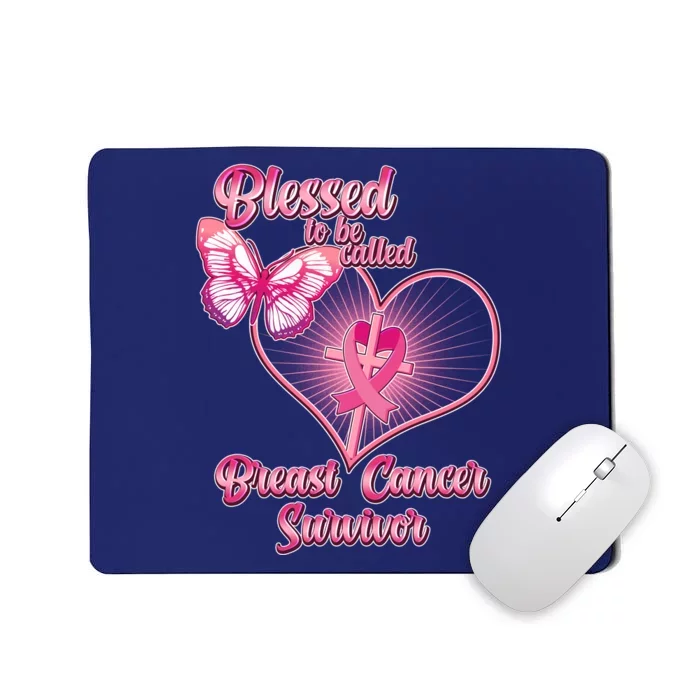 Blessed To Be Called Breast Cancer Survivor Pink Ribbon Cross Mousepad