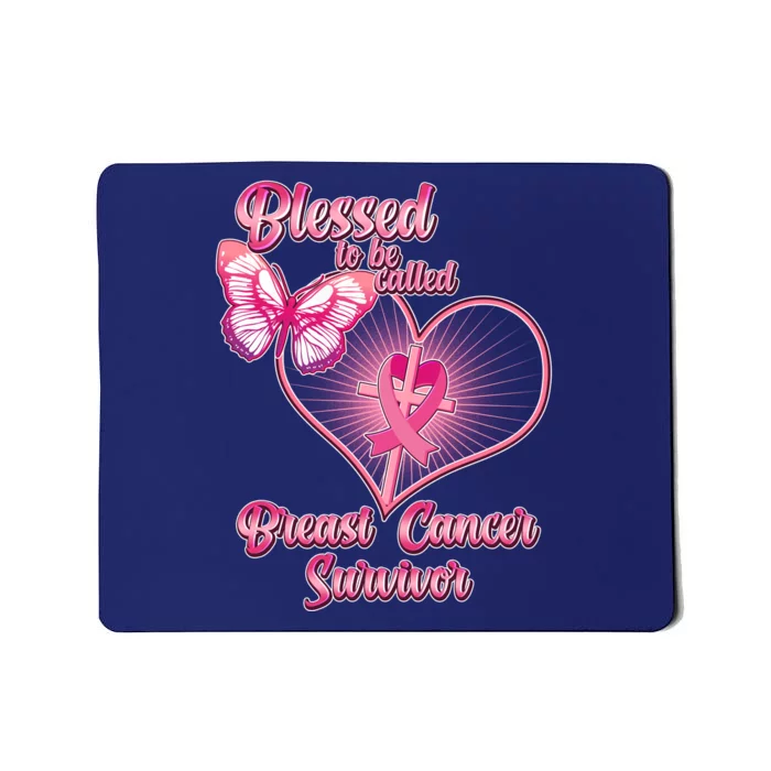 Blessed To Be Called Breast Cancer Survivor Pink Ribbon Cross Mousepad