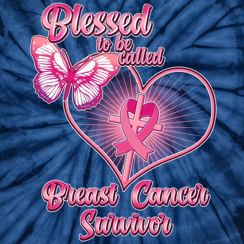 Blessed To Be Called Breast Cancer Survivor Pink Ribbon Cross Tie-Dye T-Shirt