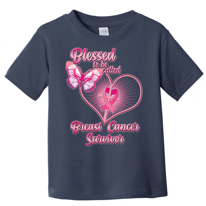 Blessed To Be Called Breast Cancer Survivor Pink Ribbon Cross Toddler T-Shirt