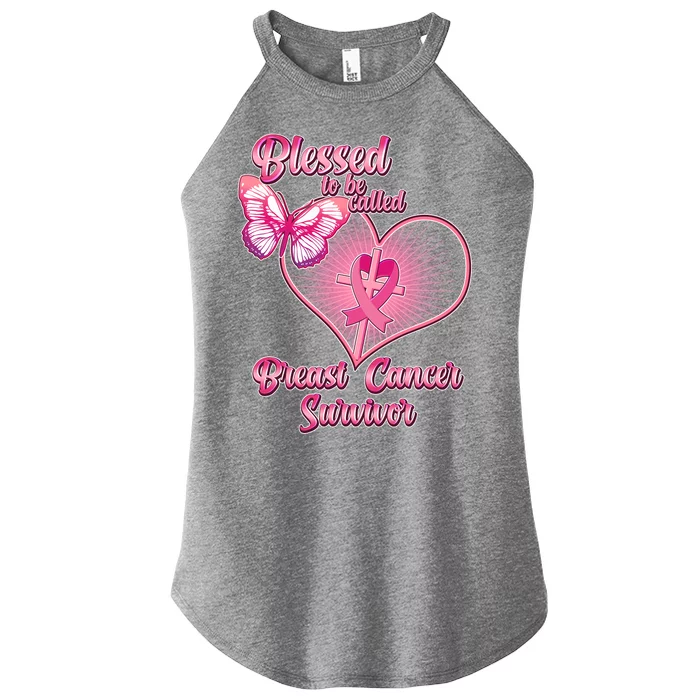 Blessed To Be Called Breast Cancer Survivor Pink Ribbon Cross Women’s Perfect Tri Rocker Tank