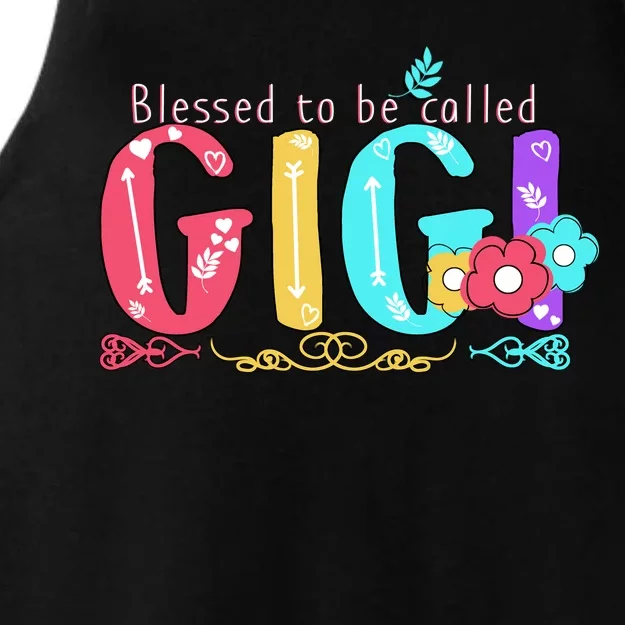 Blessed To Be Called Gigi Cute Floral Ladies Tri-Blend Wicking Tank