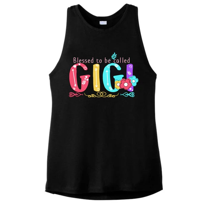 Blessed To Be Called Gigi Cute Floral Ladies Tri-Blend Wicking Tank