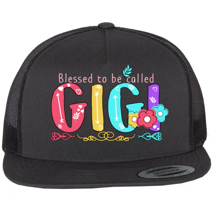 Blessed To Be Called Gigi Cute Floral Flat Bill Trucker Hat