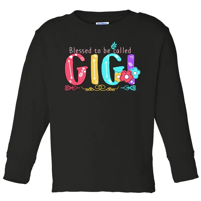 Blessed To Be Called Gigi Cute Floral Toddler Long Sleeve Shirt