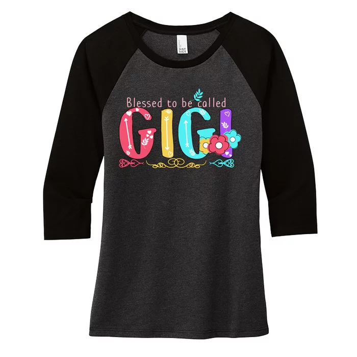 Blessed To Be Called Gigi Cute Floral Women's Tri-Blend 3/4-Sleeve Raglan Shirt