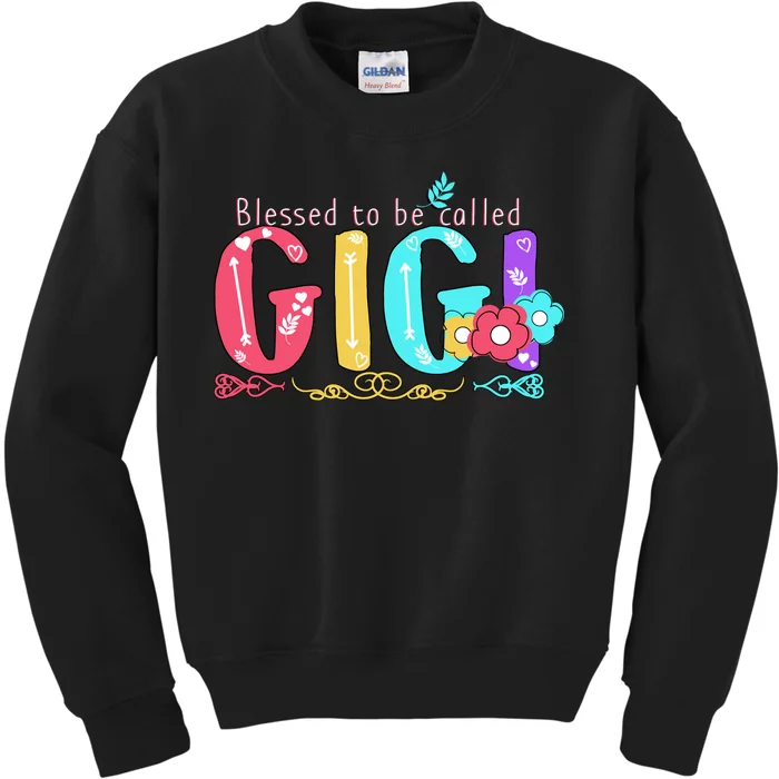 Blessed To Be Called Gigi Cute Floral Kids Sweatshirt