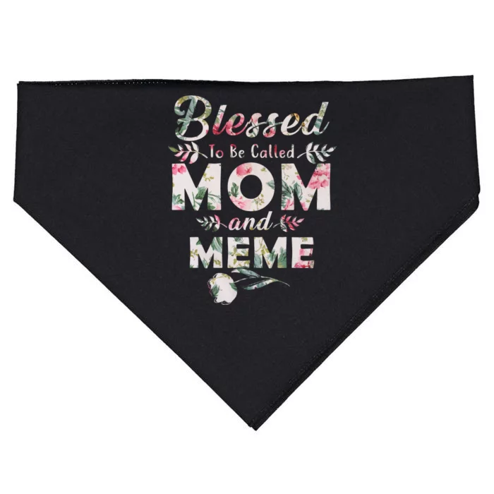 Blessed To Be Called Mom And Meme USA-Made Doggie Bandana