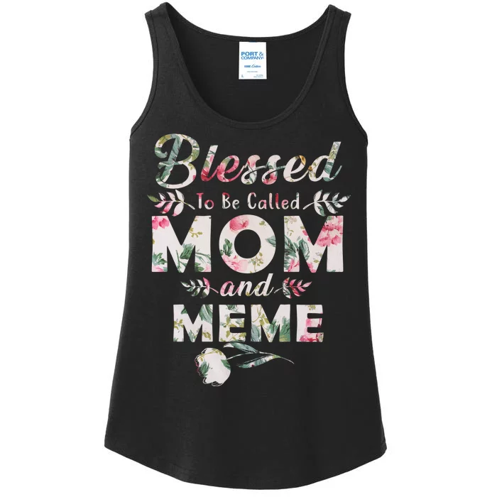 Blessed To Be Called Mom And Meme Ladies Essential Tank