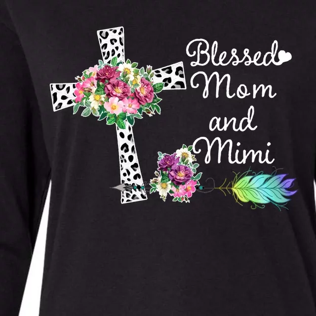 Blessed To Be Called Mom And Mimi Womens Cotton Relaxed Long Sleeve T-Shirt