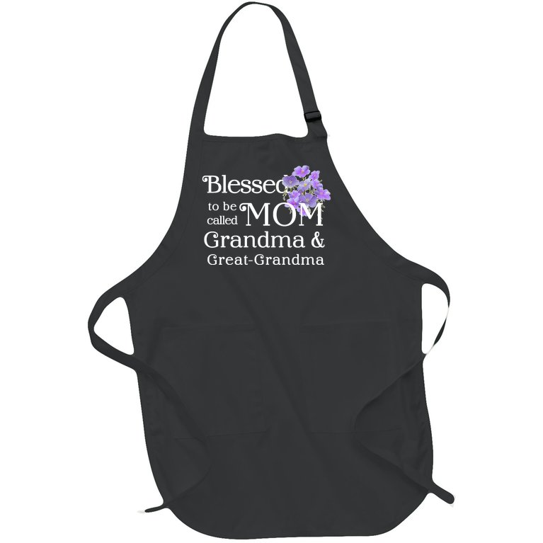 Blessed To Be Called Mom Grandma & Great Grandma Full-Length Apron With Pockets
