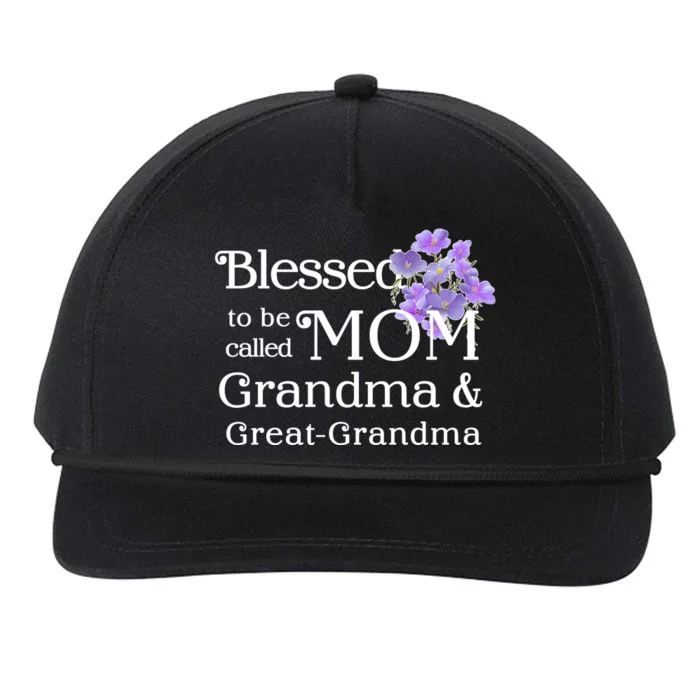 Blessed To Be Called Mom Grandma & Great Grandma Snapback Five-Panel Rope Hat