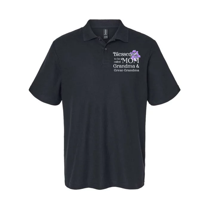 Blessed To Be Called Mom Grandma & Great Grandma Softstyle Adult Sport Polo